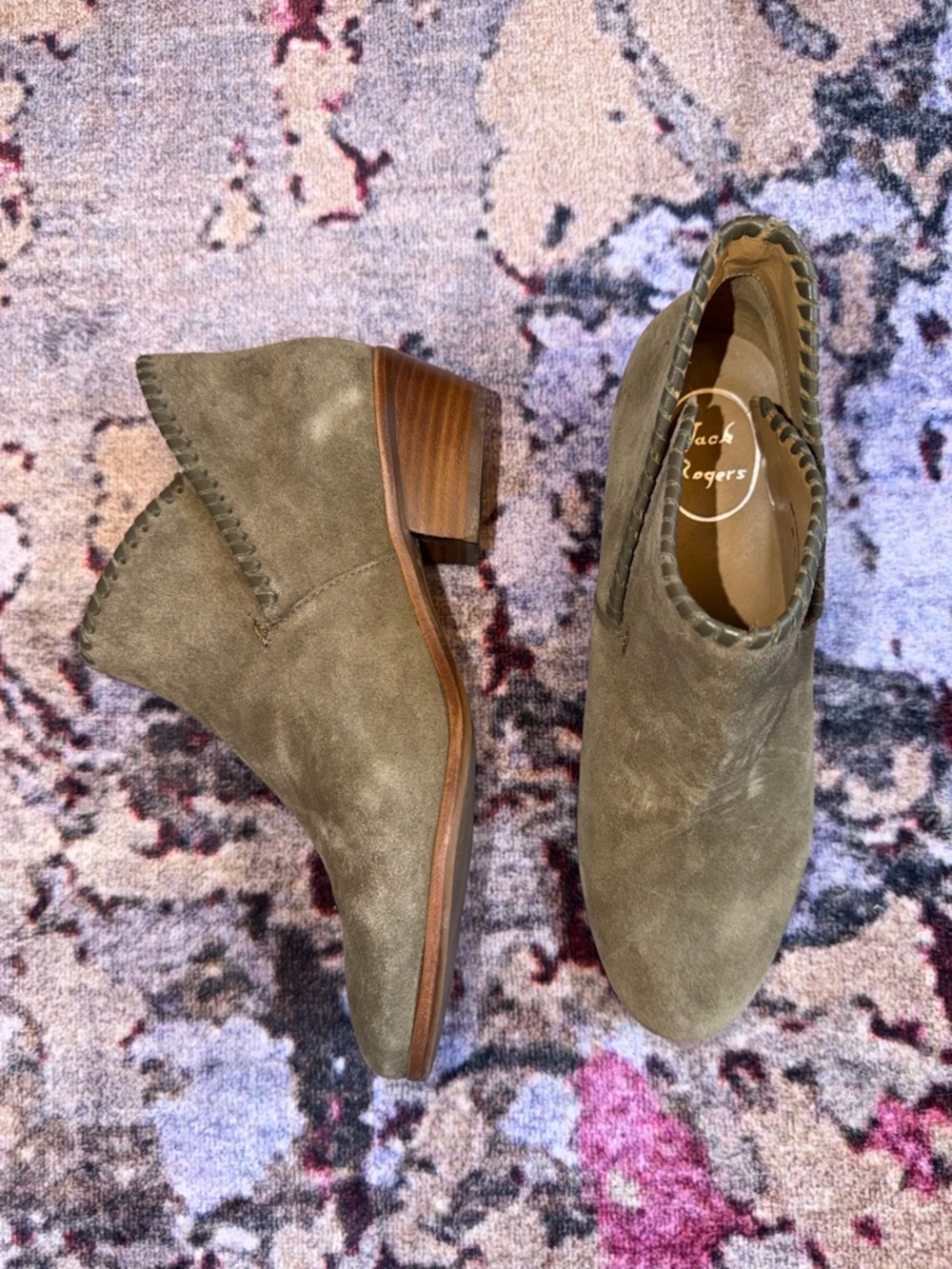 Jack Rogers suede olive green Sadie booties